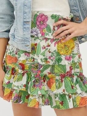 LOVE THE LABEL  Floral Cotton Smocked Waist Mini Skirt, Size Small
